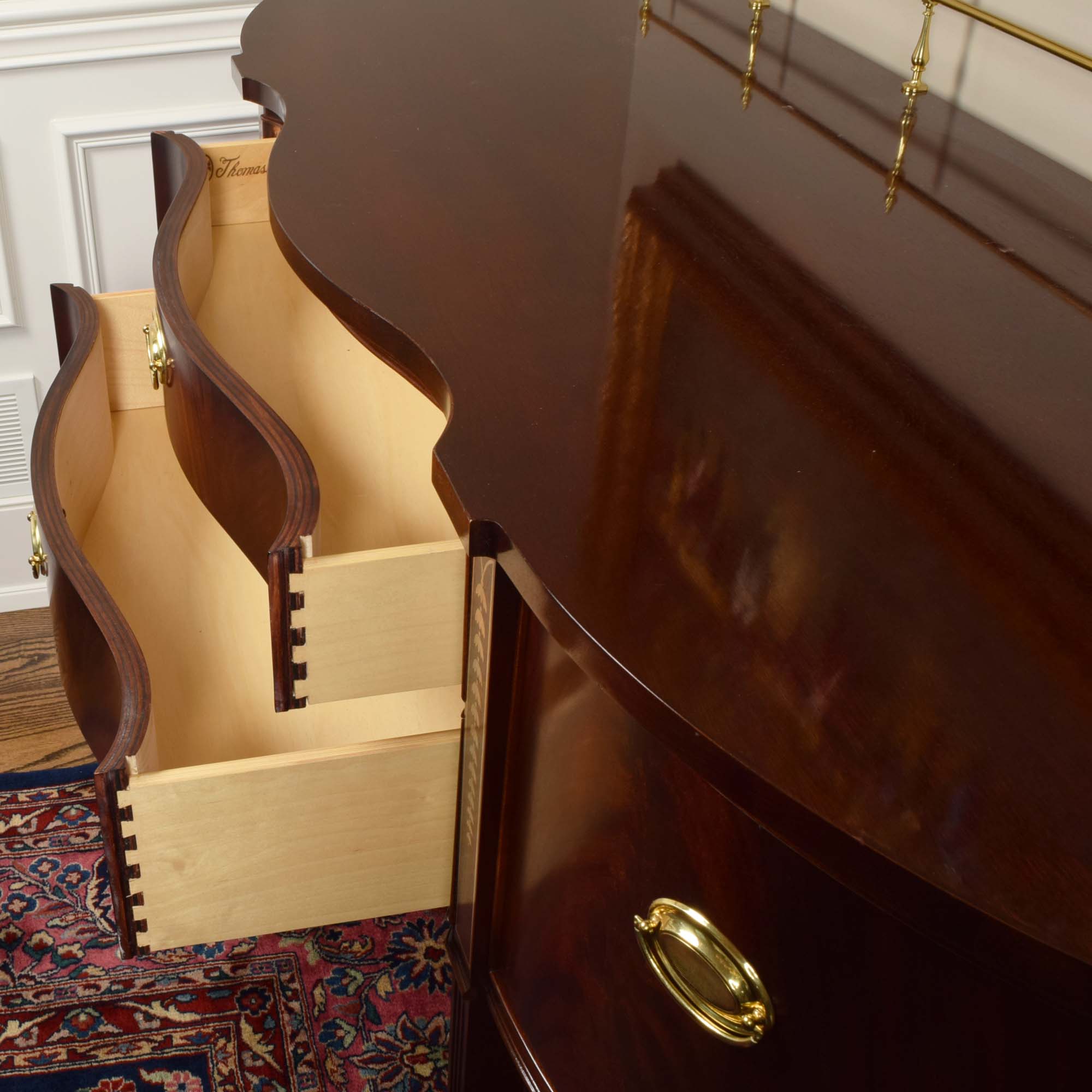 Hepplewhite Style Mahogany Flame Veneer Sideboard by Thomasville Furniture