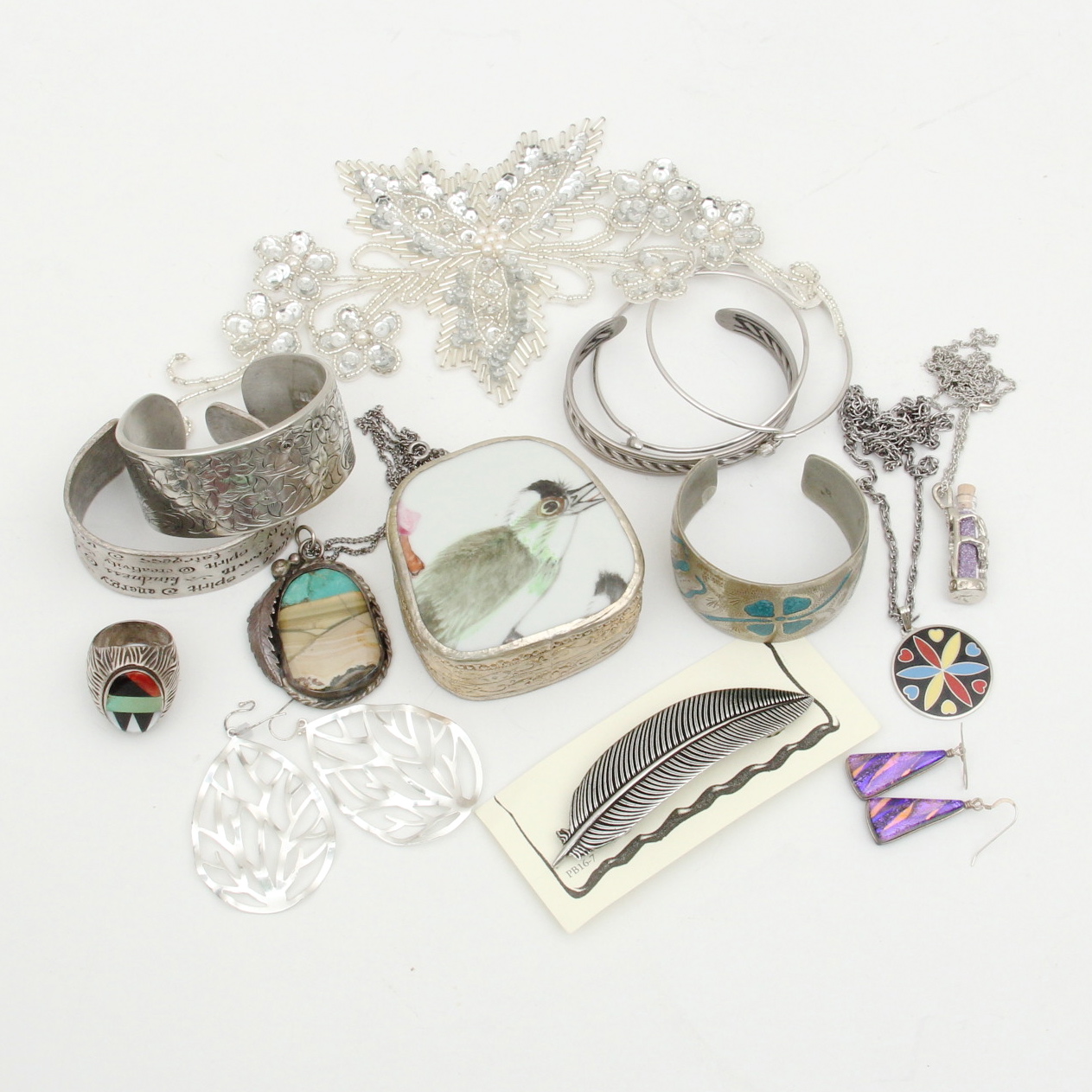 Assortment of Silvertone Costume Jewelry