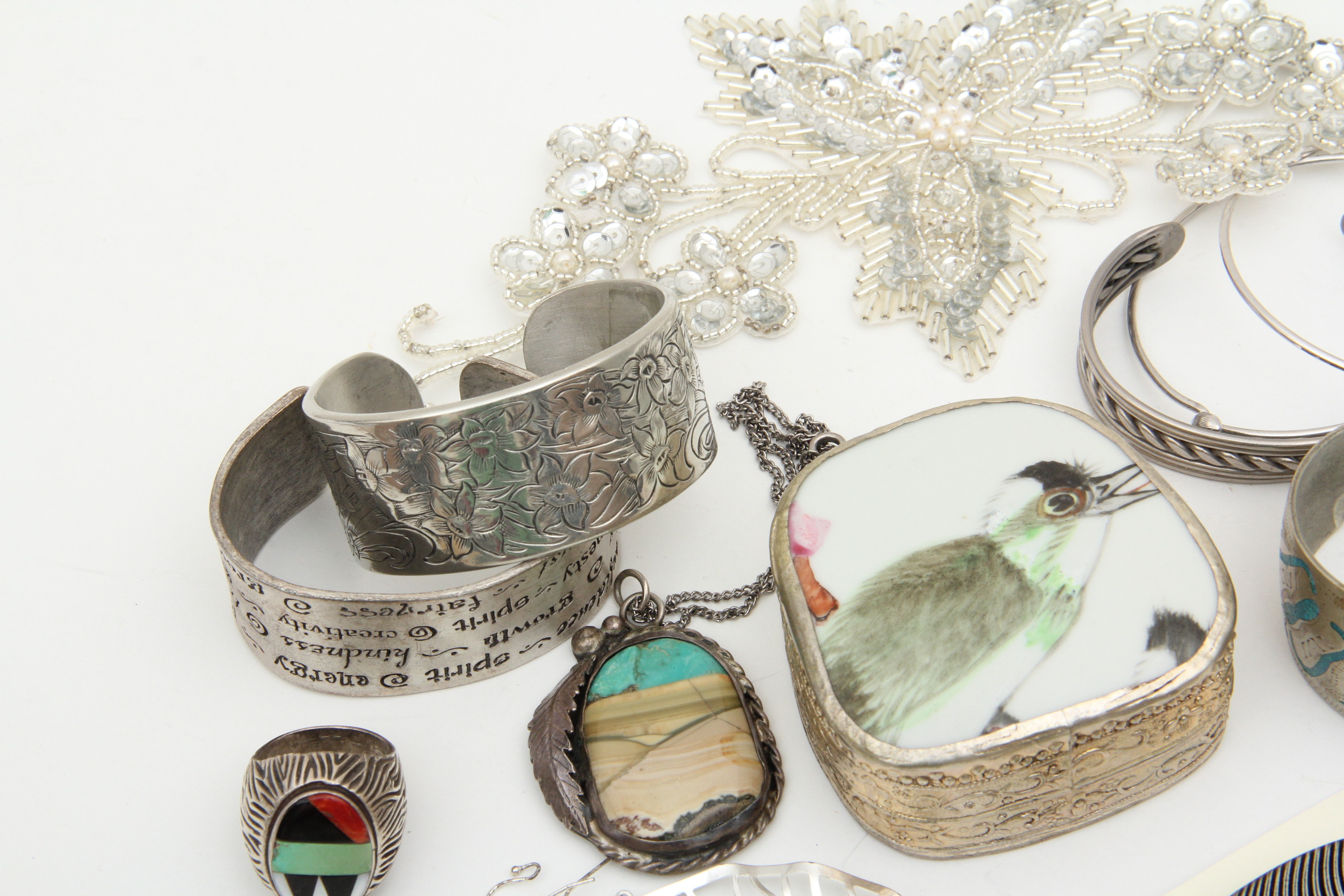 Assortment of Silvertone Costume Jewelry