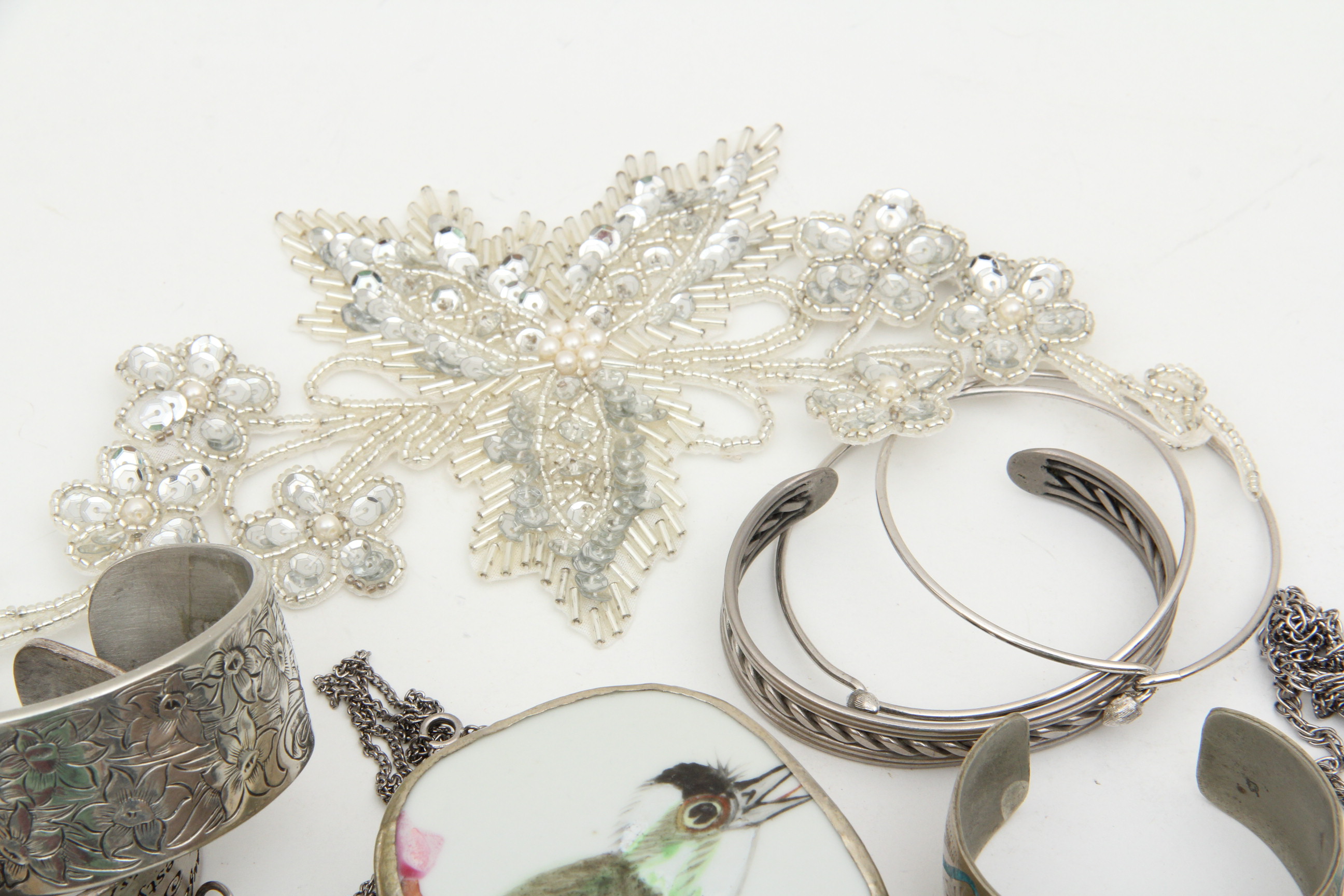 Assortment of Silvertone Costume Jewelry