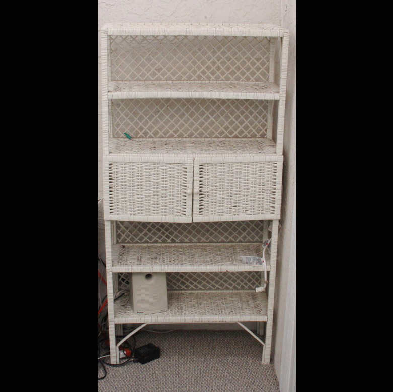 Vintage White Wicker Shelves
