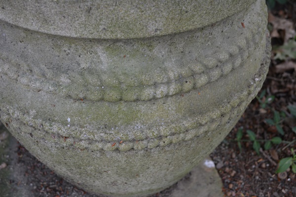 Concrete Planter and Pair of Concrete Spaniel Garden Statuary