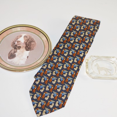 Dog Themed Tie, Plate and Ash Receiver
