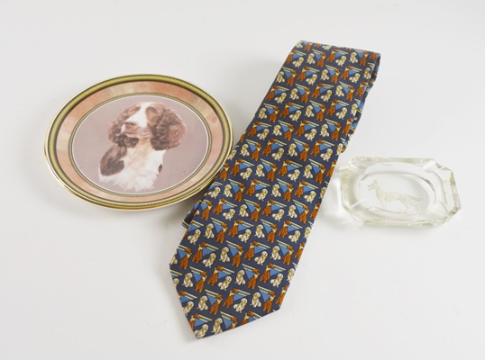Dog Themed Tie, Plate and Ash Receiver