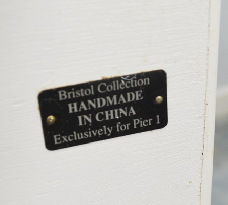 White Wicker Dresser/Cabinet, Chair and Side Table