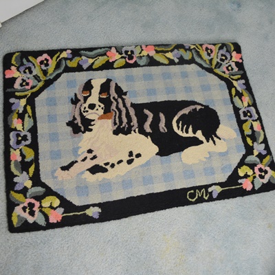 Claire Murray Spaniel Wool Hooked Rug
