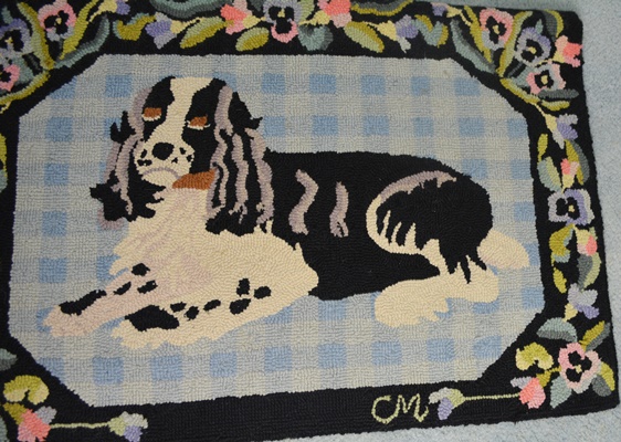 Claire Murray Spaniel Wool Hooked Rug