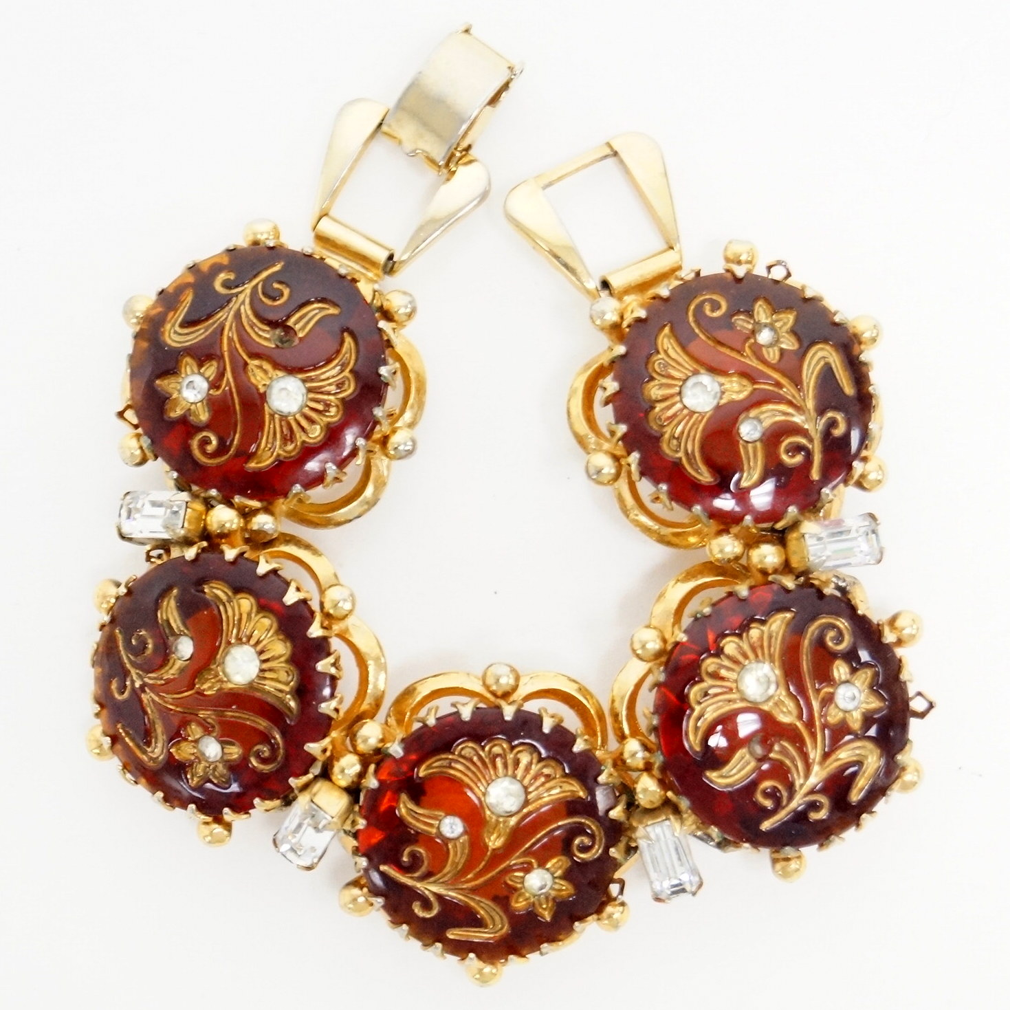 Vintage Floral Amber Tone Kramer of New York Bracelet