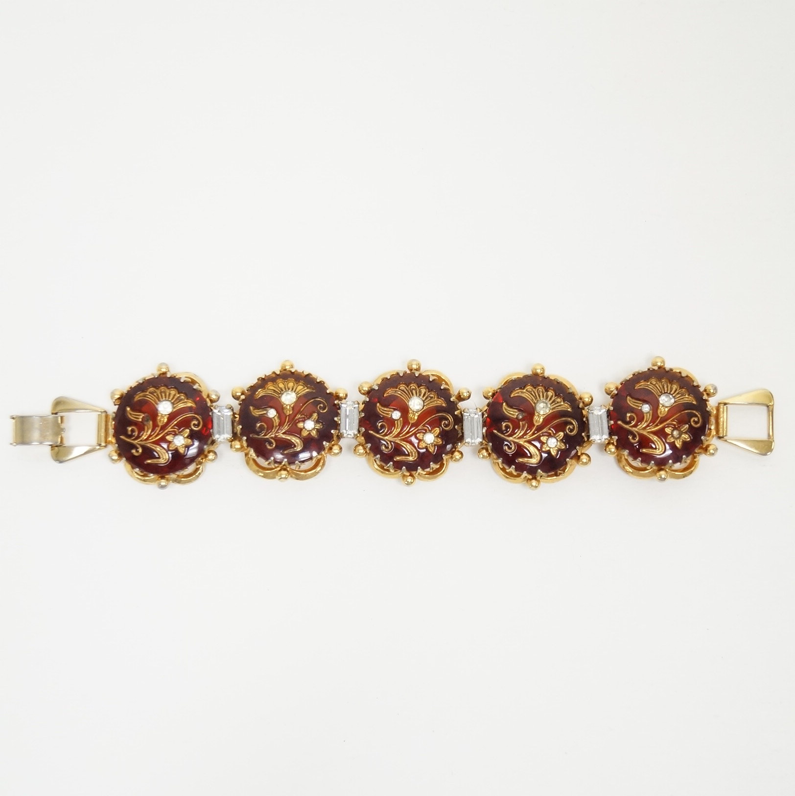 Vintage Floral Amber Tone Kramer of New York Bracelet