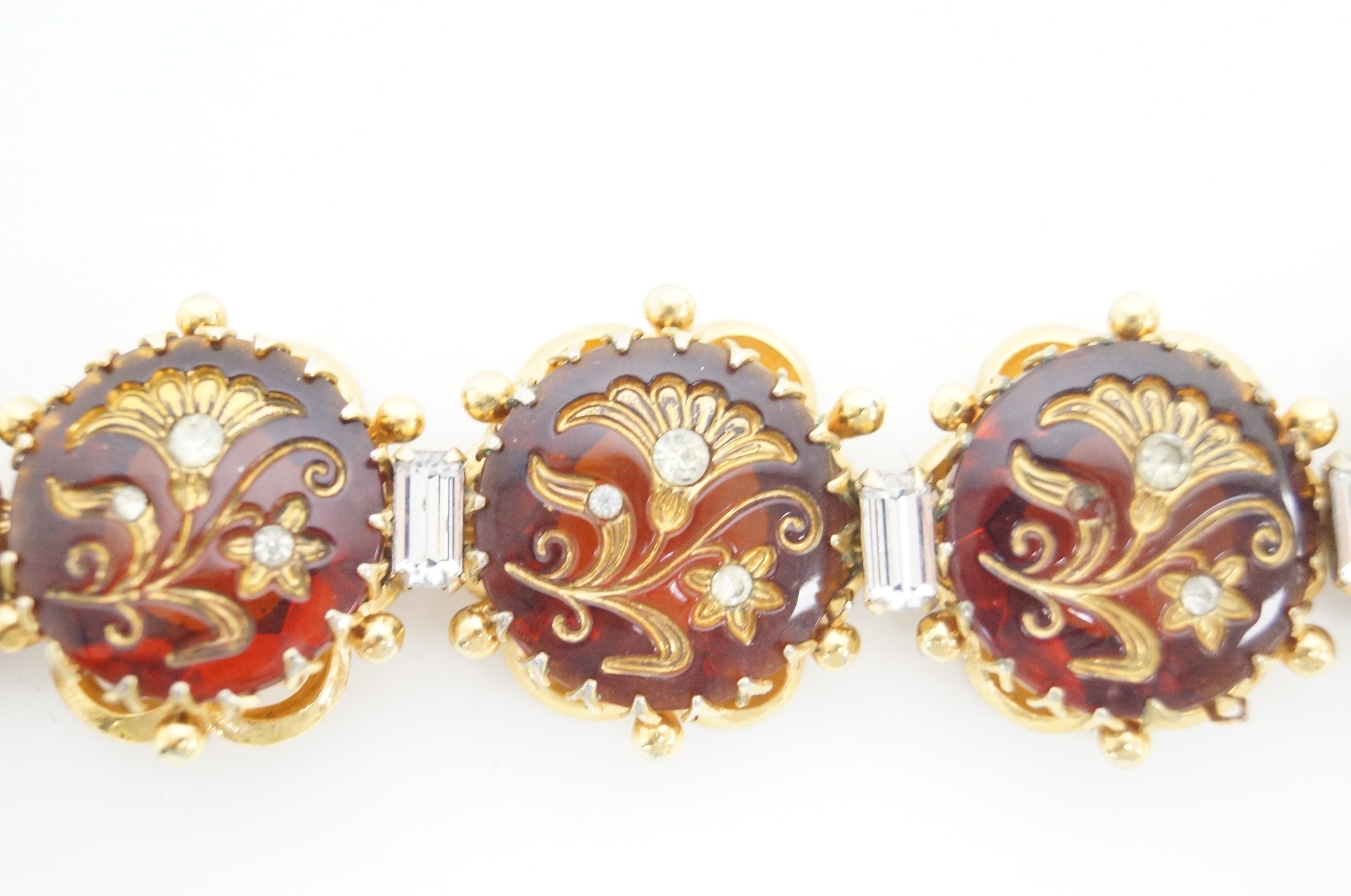 Vintage Floral Amber Tone Kramer of New York Bracelet
