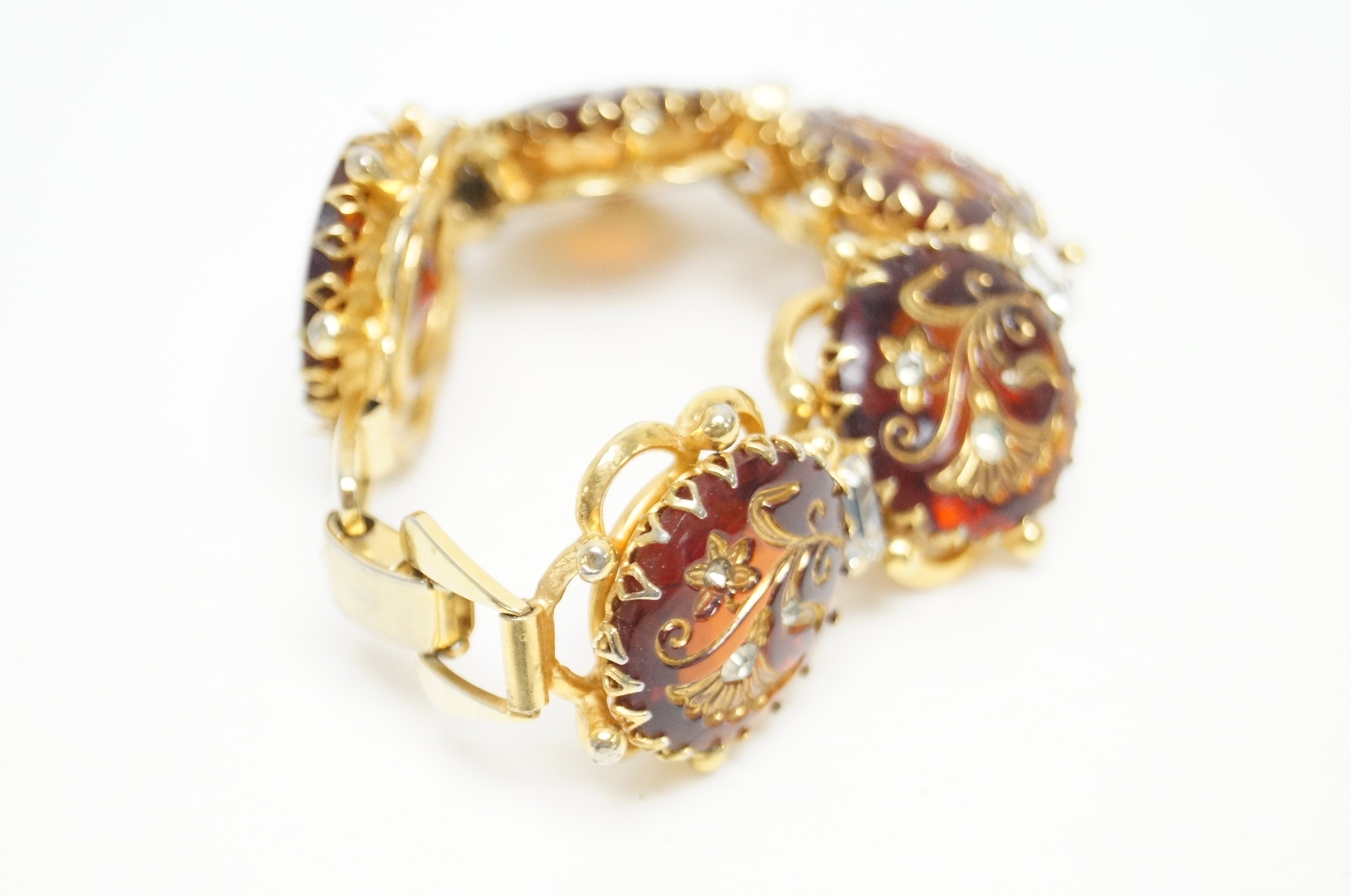 Vintage Floral Amber Tone Kramer of New York Bracelet