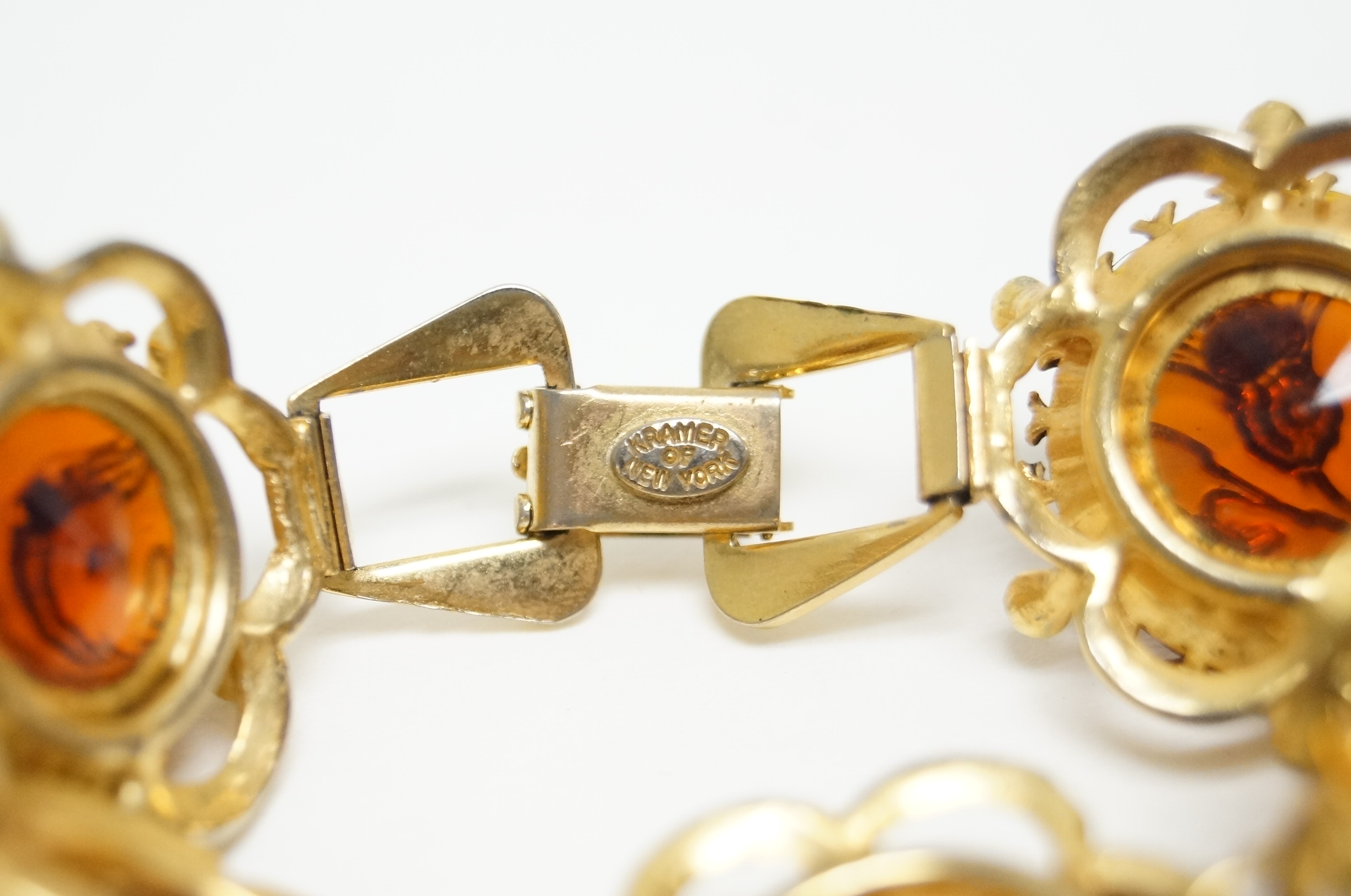 Vintage Floral Amber Tone Kramer of New York Bracelet