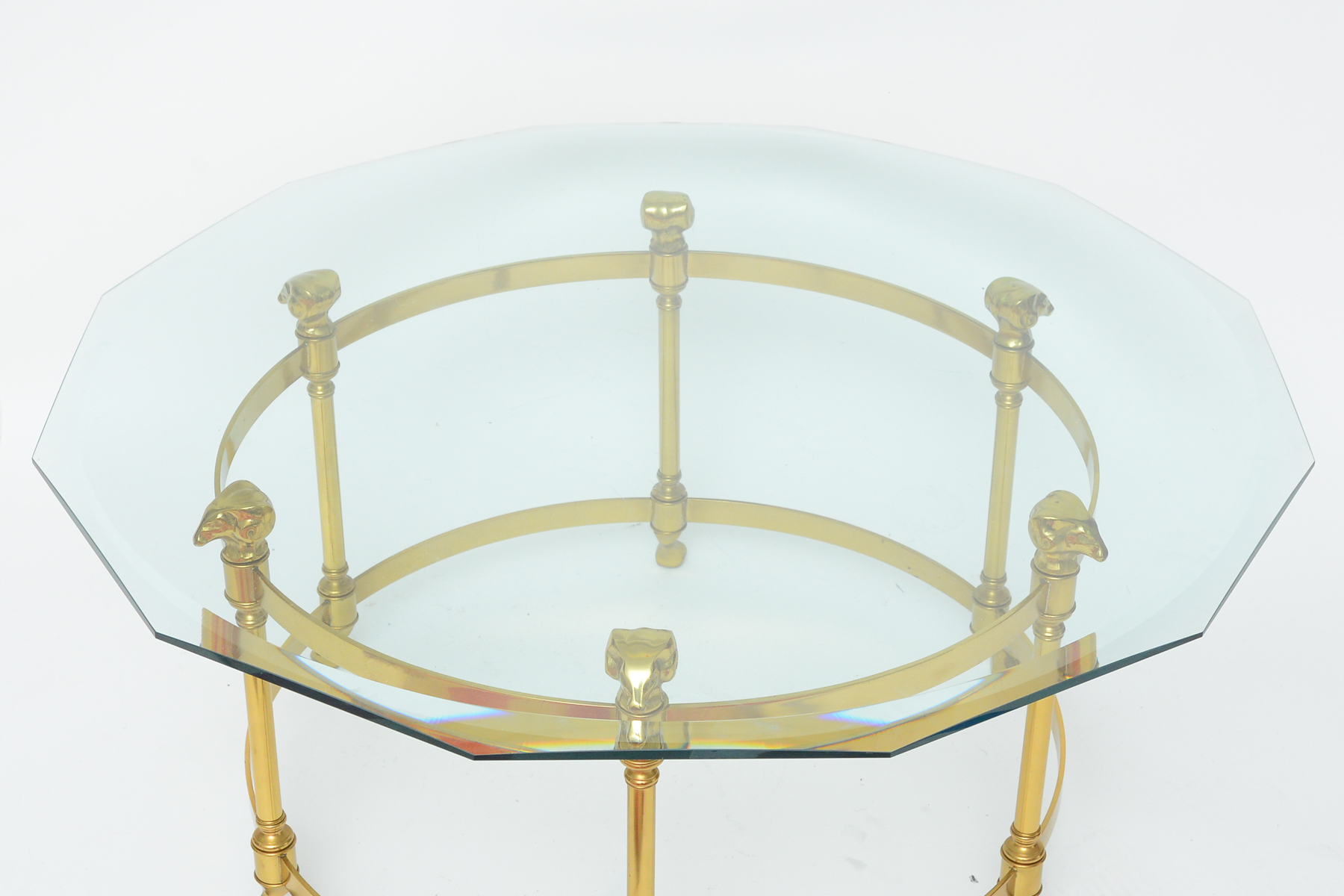 Vintage Brass Maison Jansen Style Coffee Table