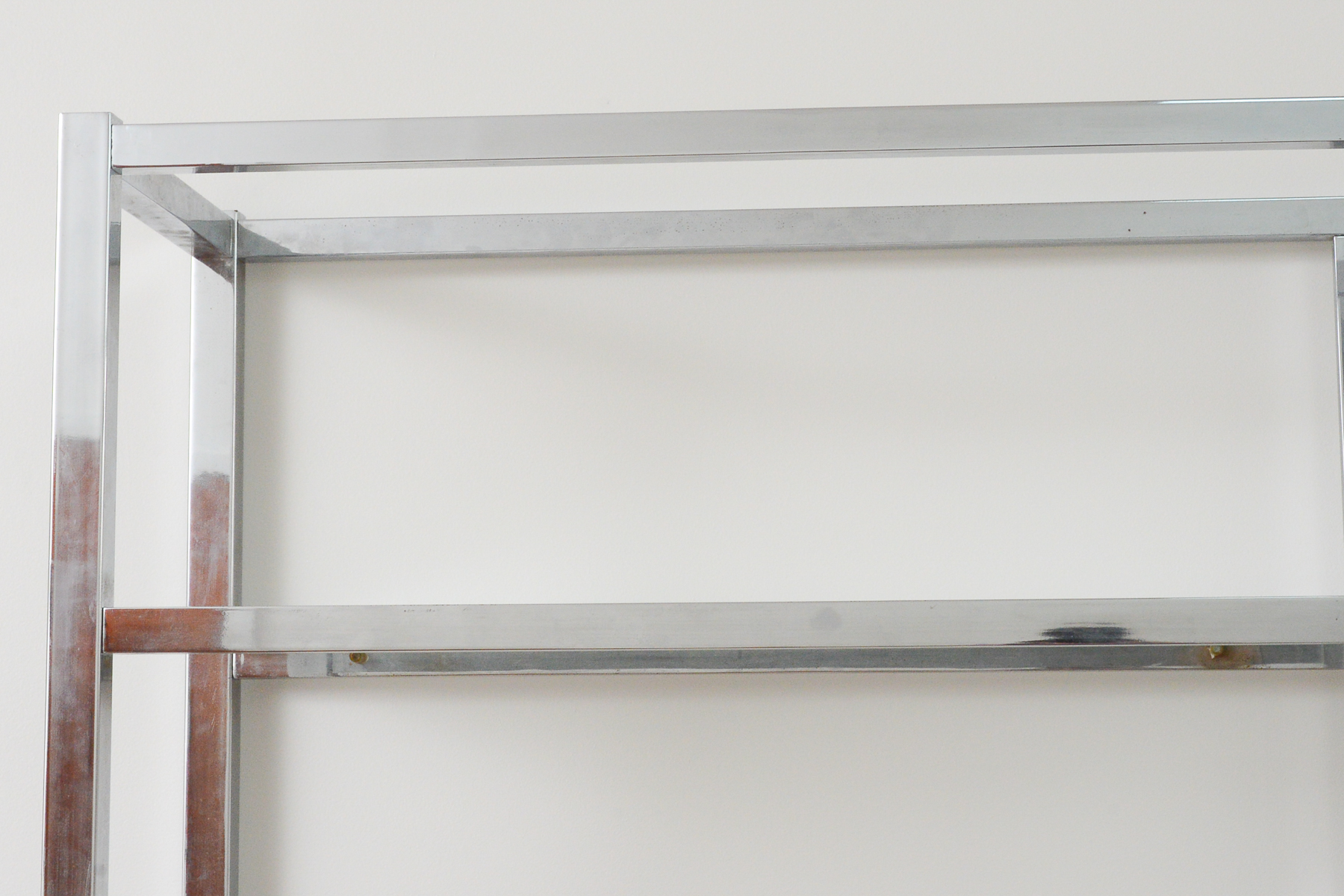 Vintage Milo Baughman Chrome and Glass Etagere