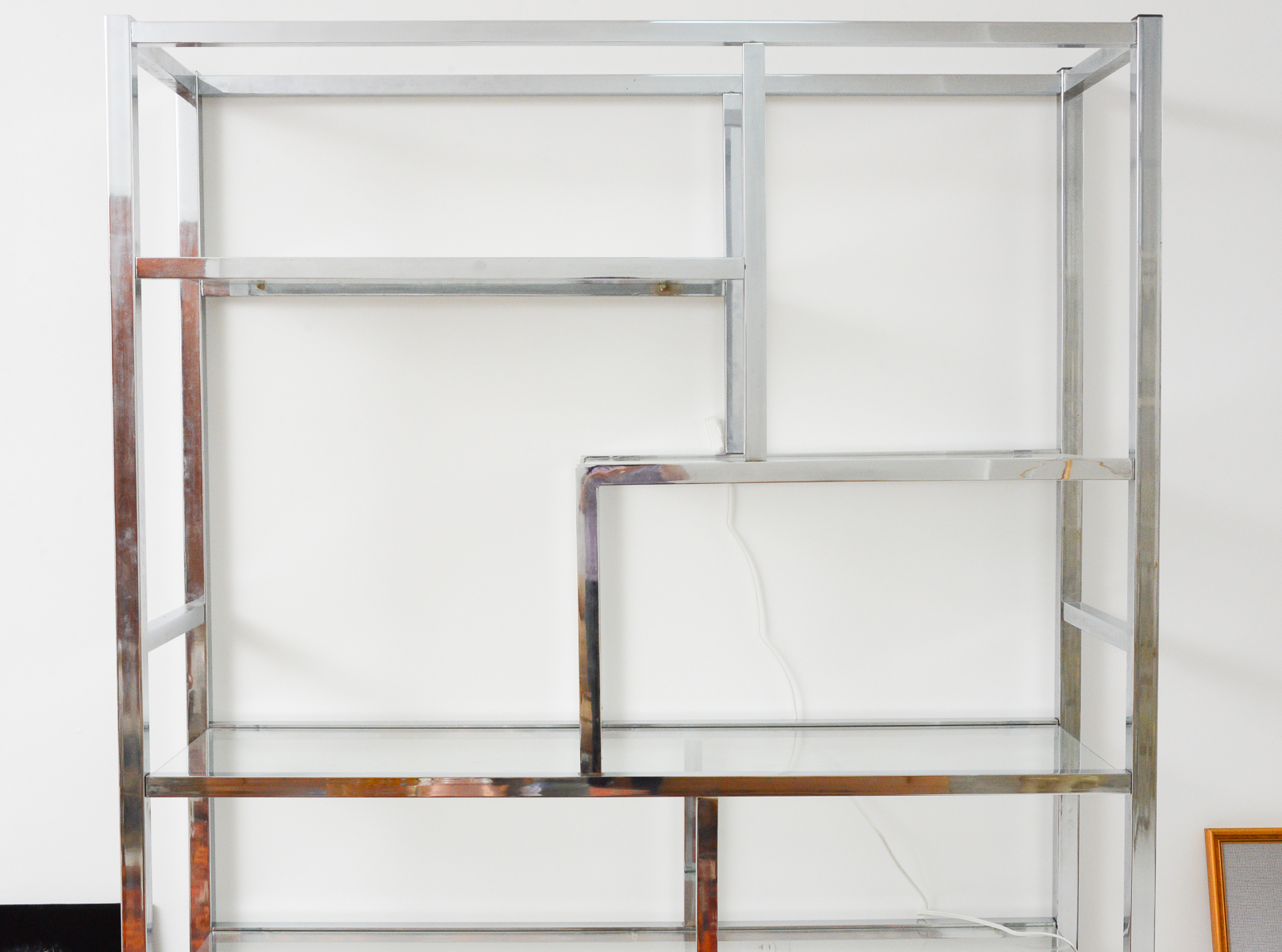 Vintage Milo Baughman Chrome and Glass Etagere