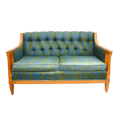 Vintage Blue and Green Floral Love Seat Vintage Blue and Green Floral Love Seat