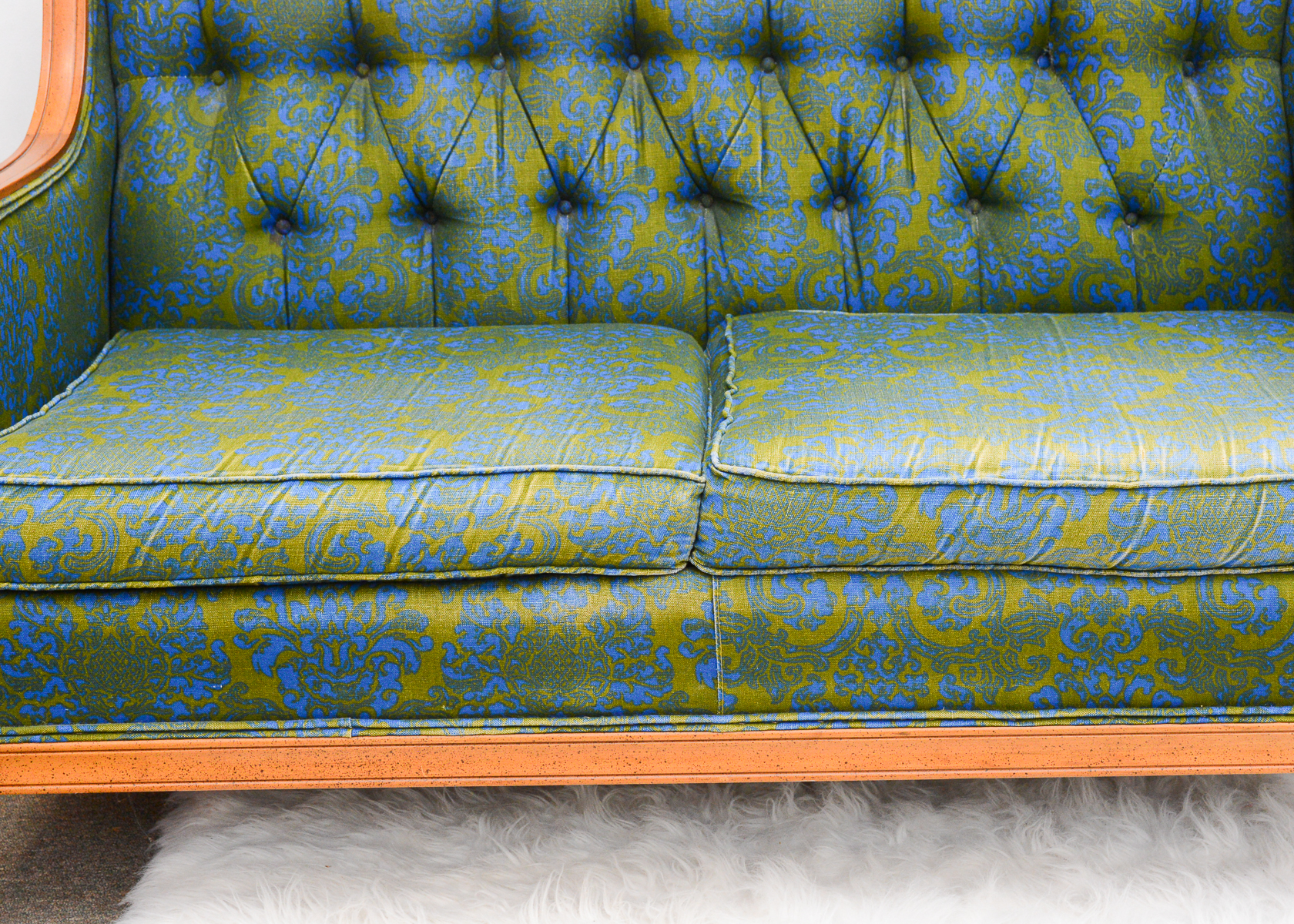 Vintage Blue and Green Floral Love Seat