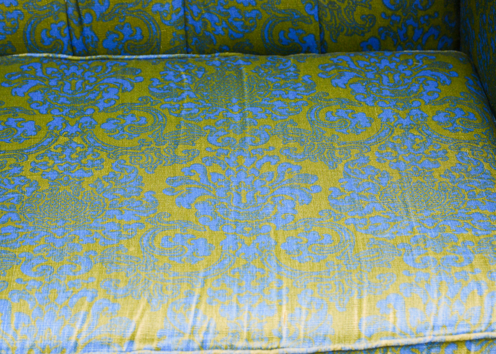 Vintage Blue and Green Floral Love Seat