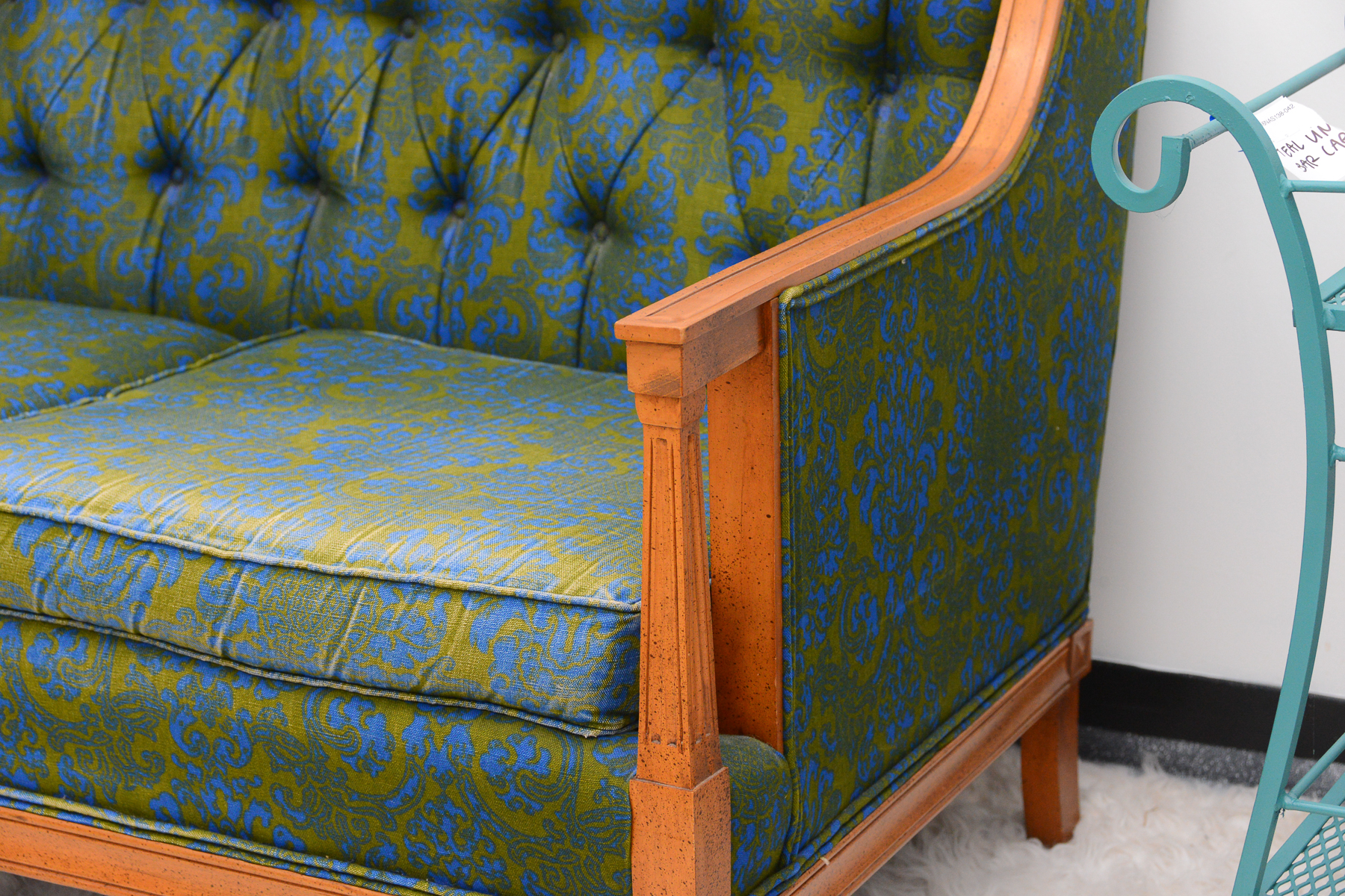 Vintage Blue and Green Floral Love Seat