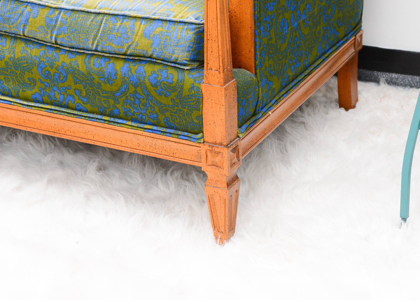 Vintage Blue and Green Floral Love Seat