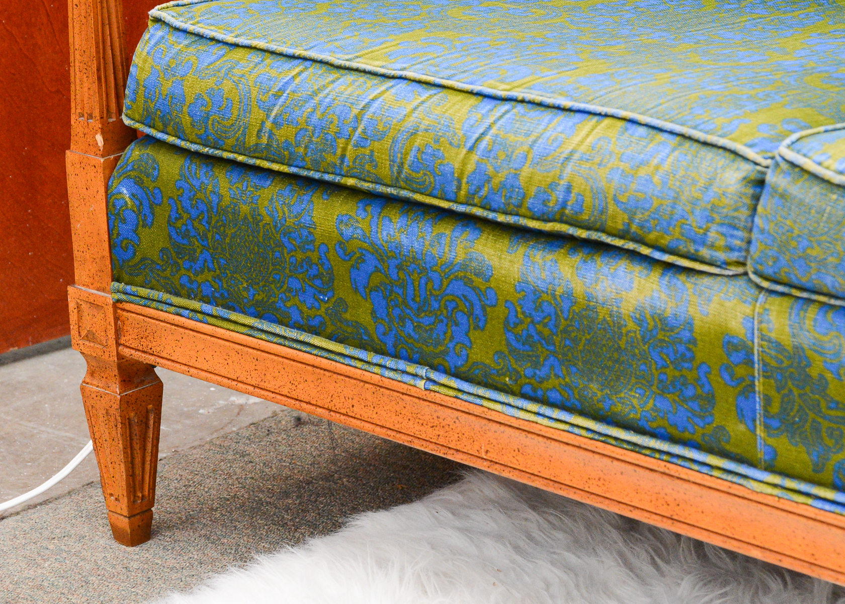 Vintage Blue and Green Floral Love Seat