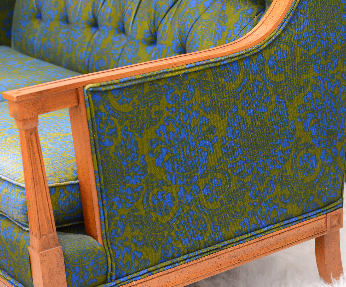 Vintage Blue and Green Floral Love Seat