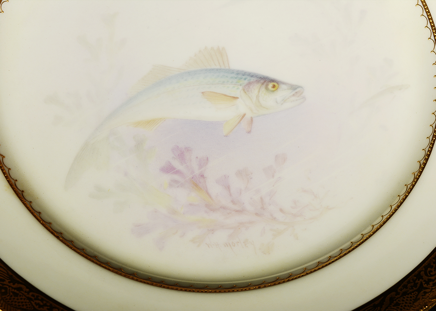 Vintage Lenox Limited Edition Hand-Painted China Plates with Fish