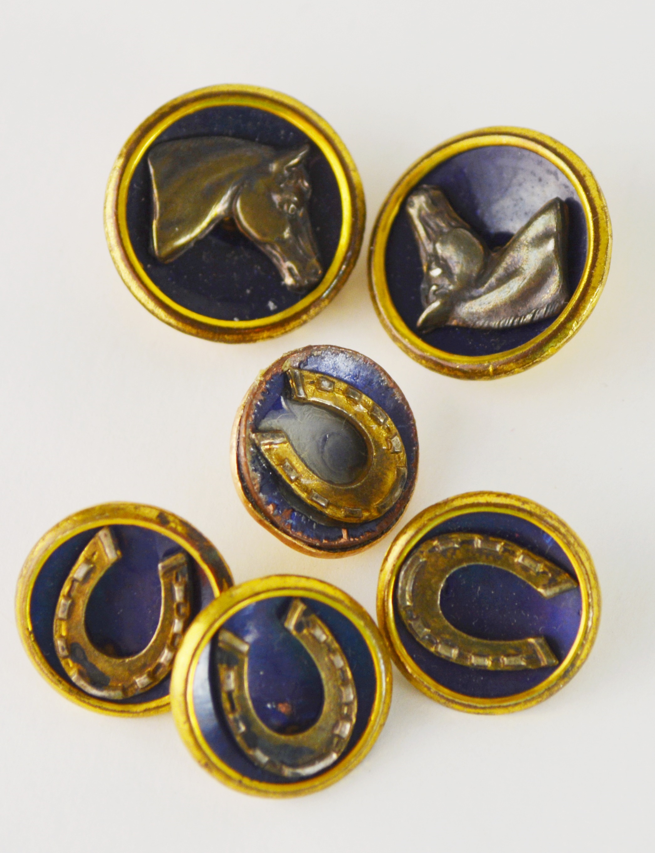 12K Gold Filled Horse Head and Horseshoe Buttons