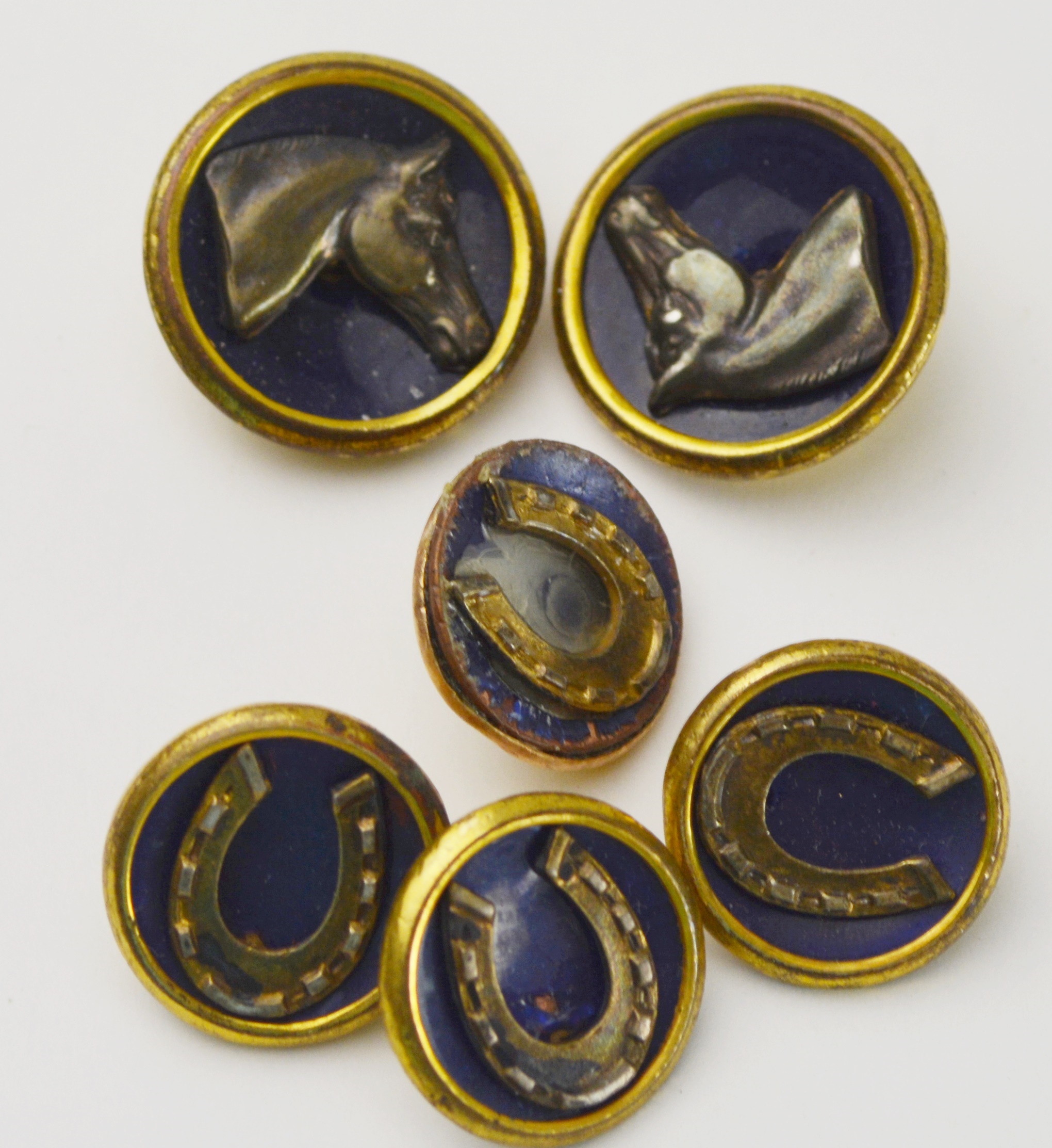 12K Gold Filled Horse Head and Horseshoe Buttons