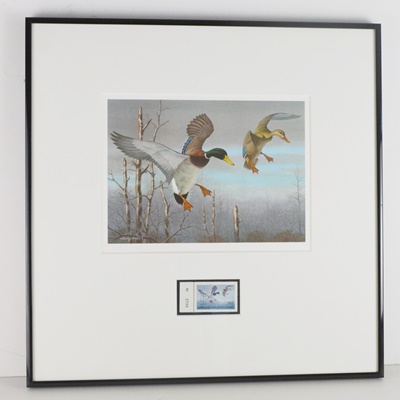 Harry Antis 1983 L/E Ohio Wetlands Habitat Mallard Stamp and Ohio Duck Stamp Offset Lithograph