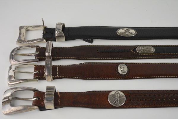 Four Brighton Onyx Leather Belts