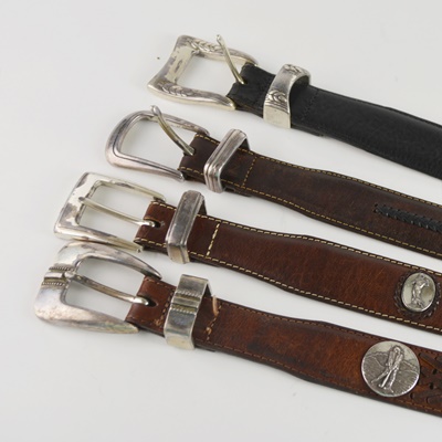 Four Brighton Onyx Leather Belts