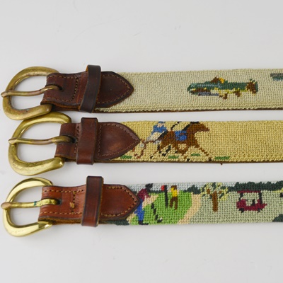 Three Men's Themed Needlepoint Belts