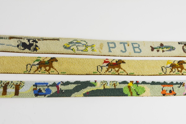 Three Men's Themed Needlepoint Belts