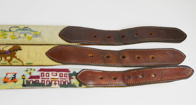 Three Men's Themed Needlepoint Belts
