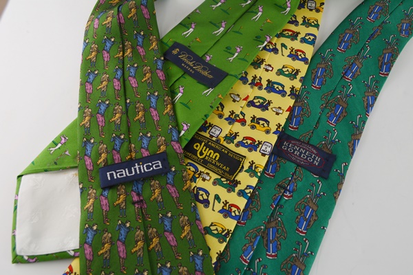 Four Men's Silk Golf Theme Ties