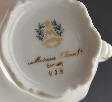 Mitterteich "Meissen Floral" Porcelain Teapot, Cream and Sugar Set