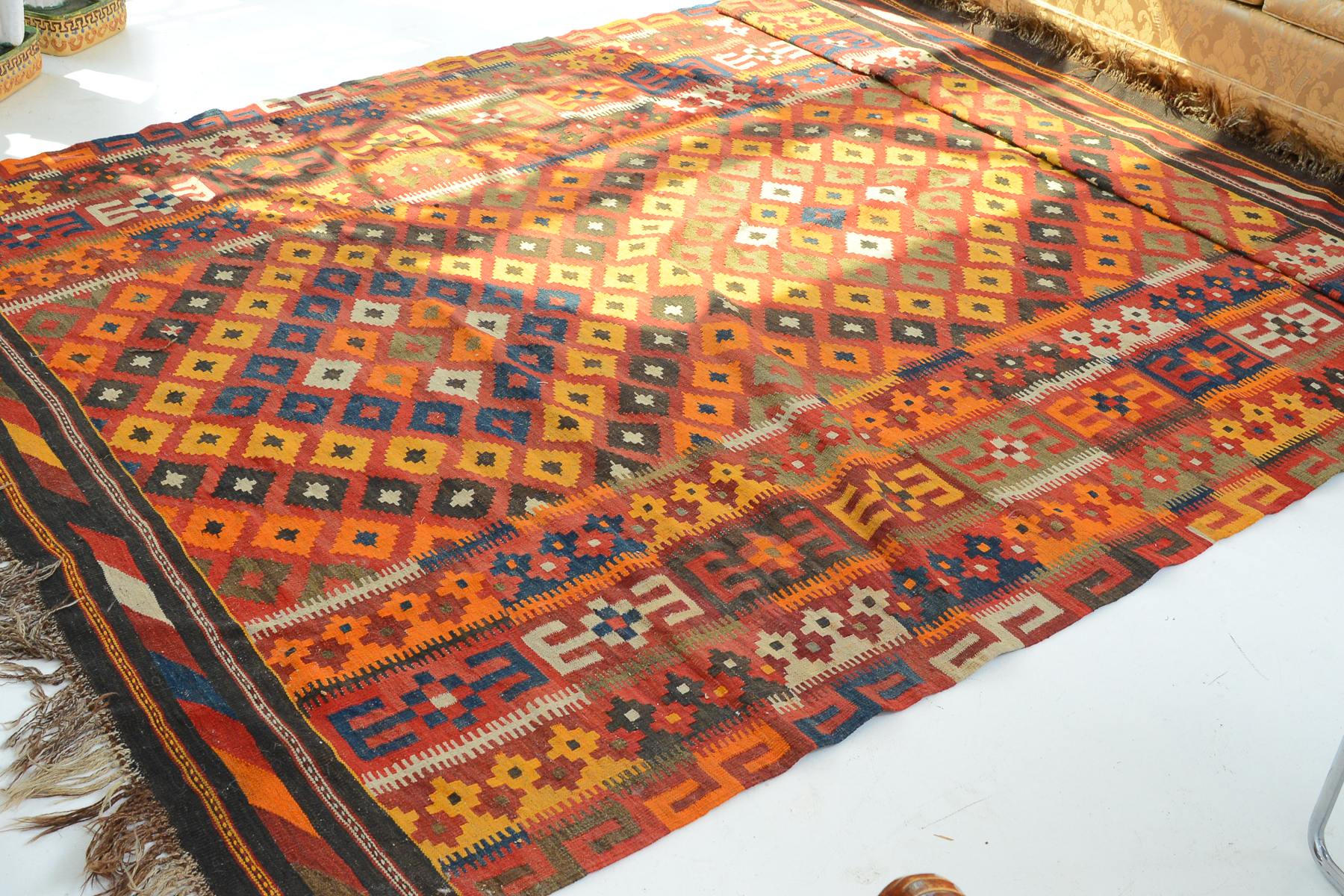 Vintage Handwoven Uzbek Afghan Teppich Kilim Rug