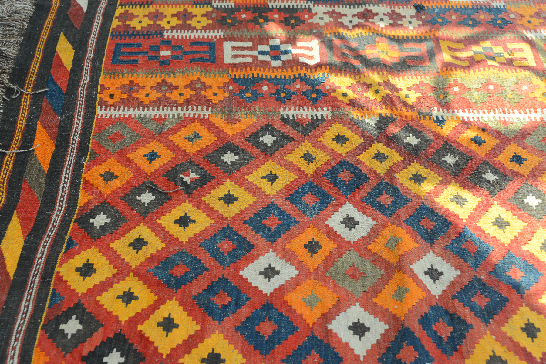 Vintage Handwoven Uzbek Afghan Teppich Kilim Rug