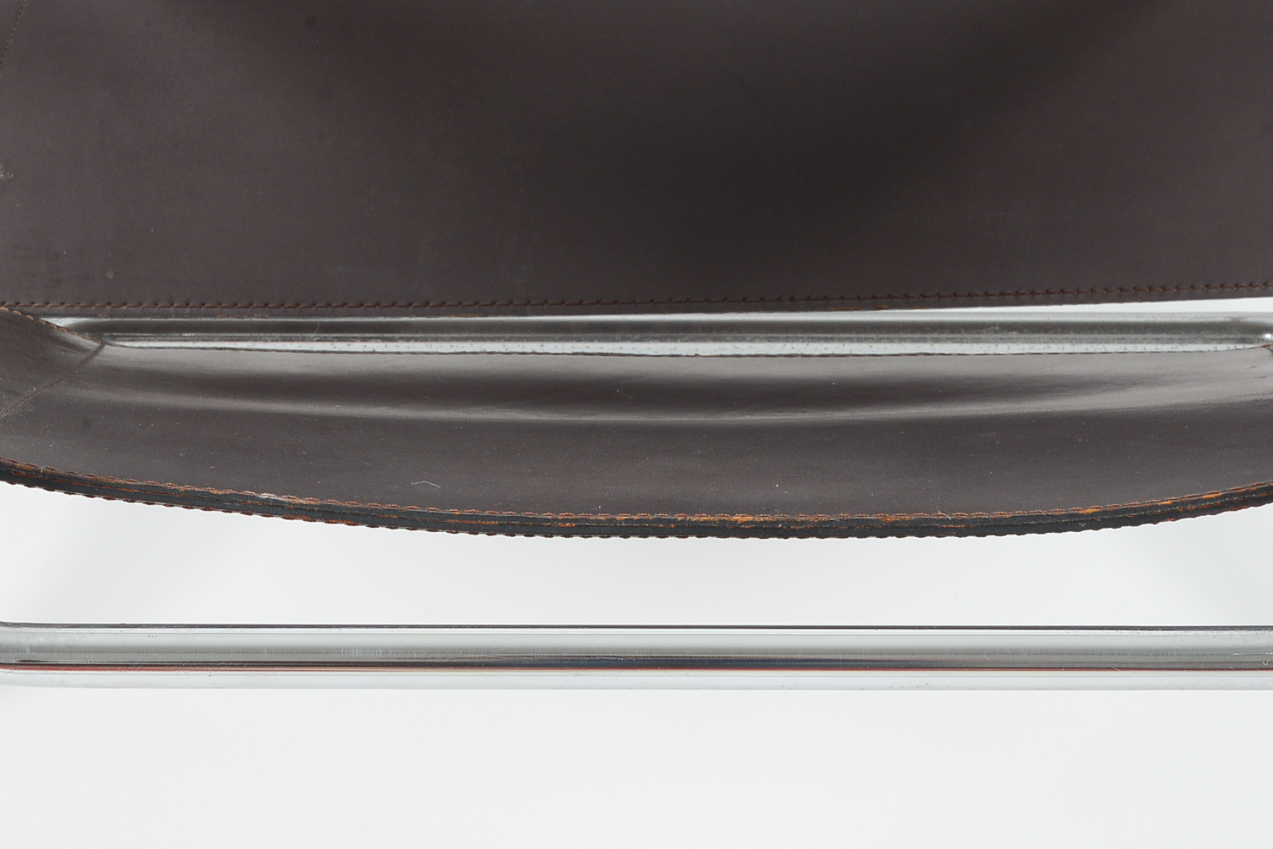 Pair of Wassily by Gavina of Italy Brown Leather and Chrome Chairs