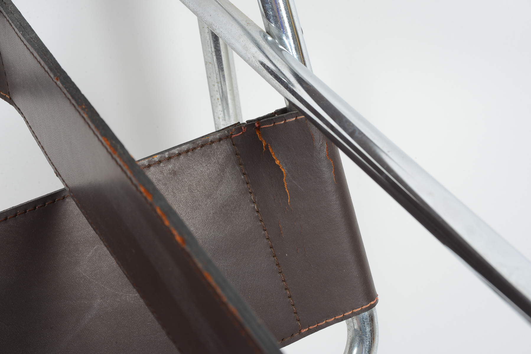 Pair of Wassily by Gavina of Italy Brown Leather and Chrome Chairs