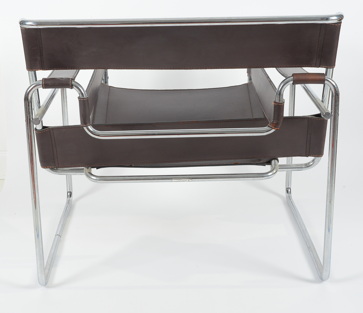 Pair of Wassily by Gavina of Italy Brown Leather and Chrome Chairs