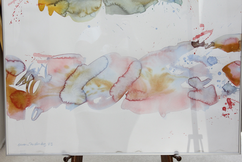 Framed Abstract Watercolor by Oscar Melendez