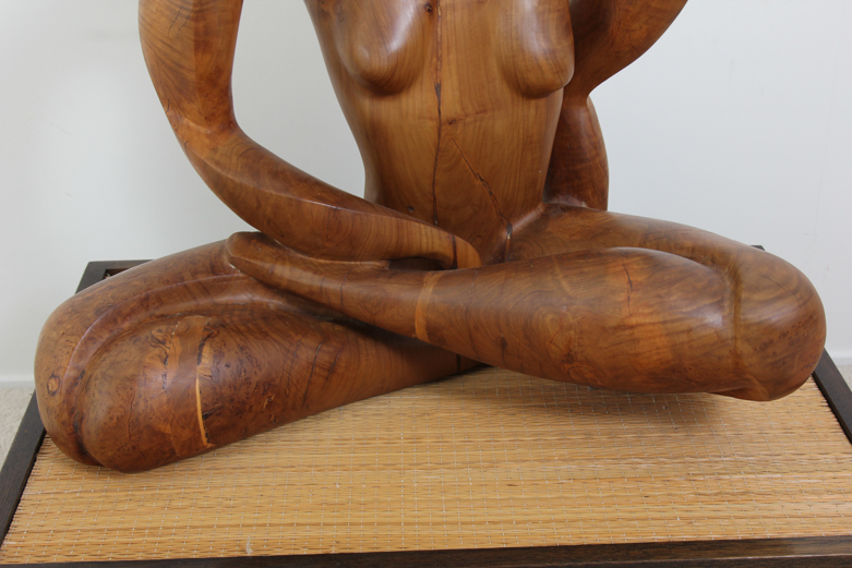 Norman Ridenour Signed 'Girl at Play' Olive Wood Sculpture