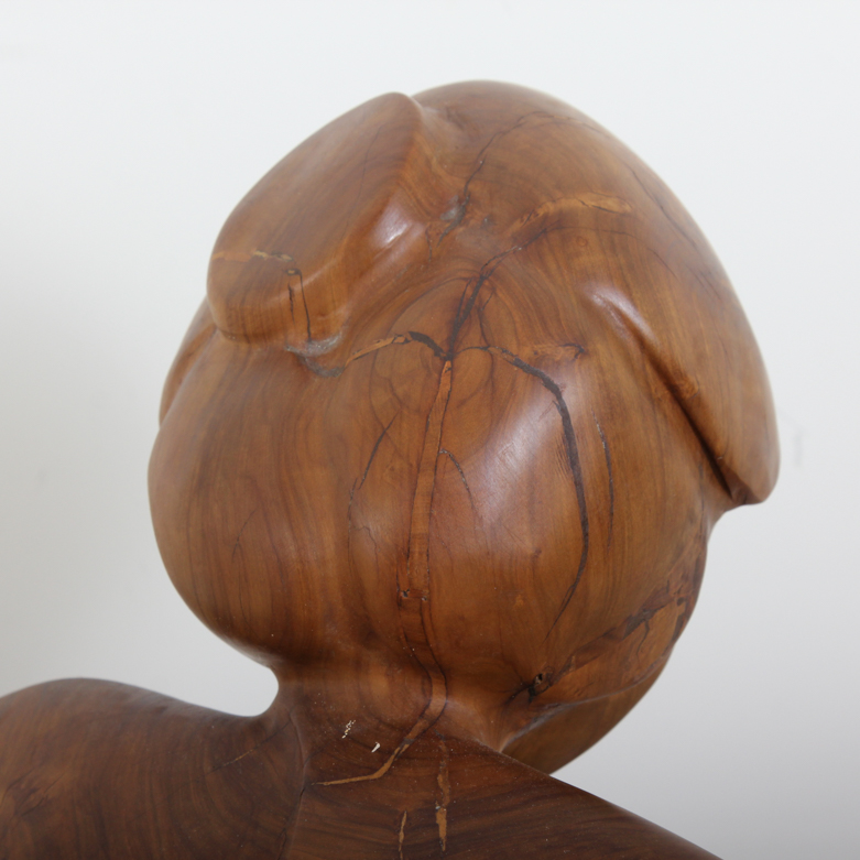 Norman Ridenour Signed 'Girl at Play' Olive Wood Sculpture