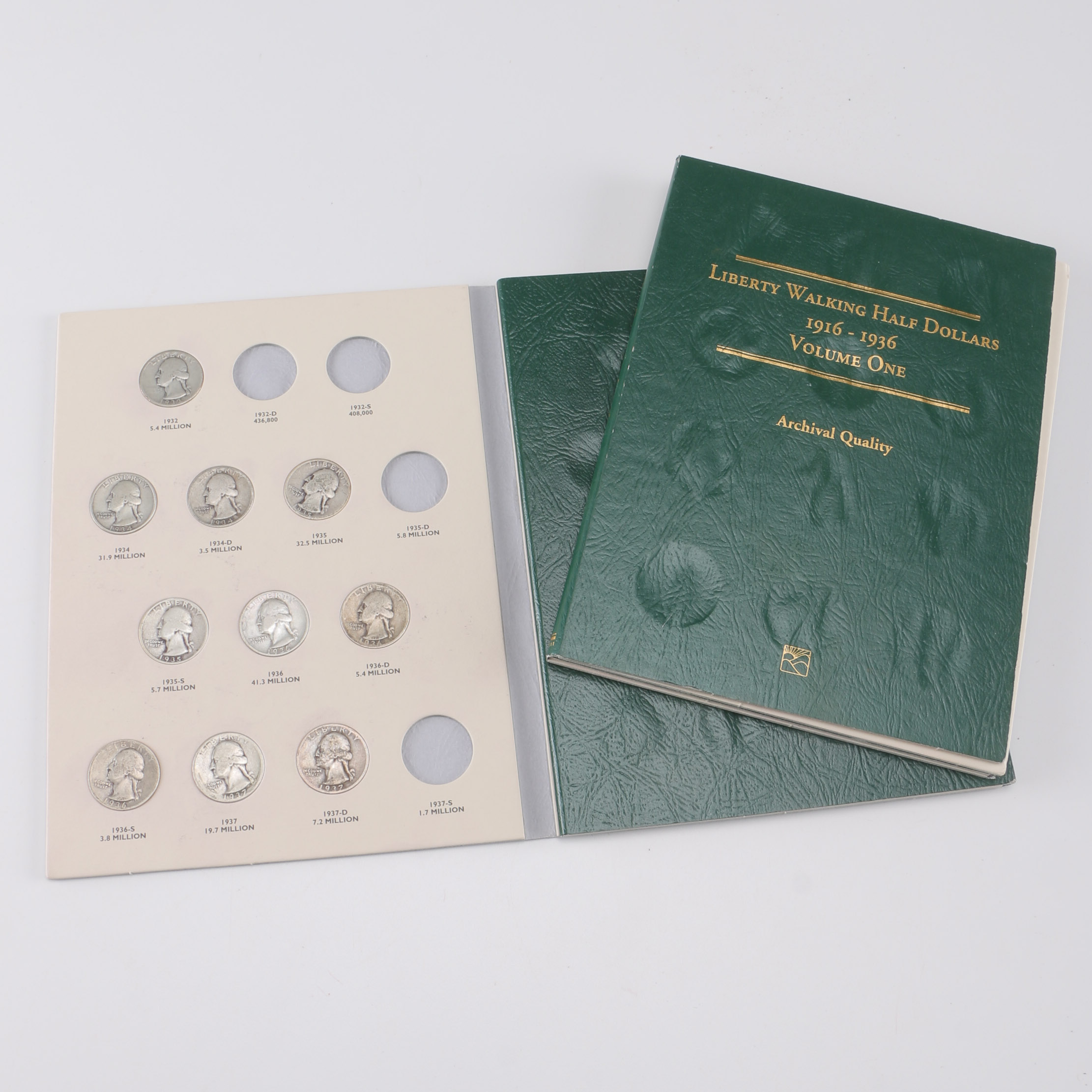 Liberty Walking Half Dollar Series from 1916 to 1936 and Washington Quarters