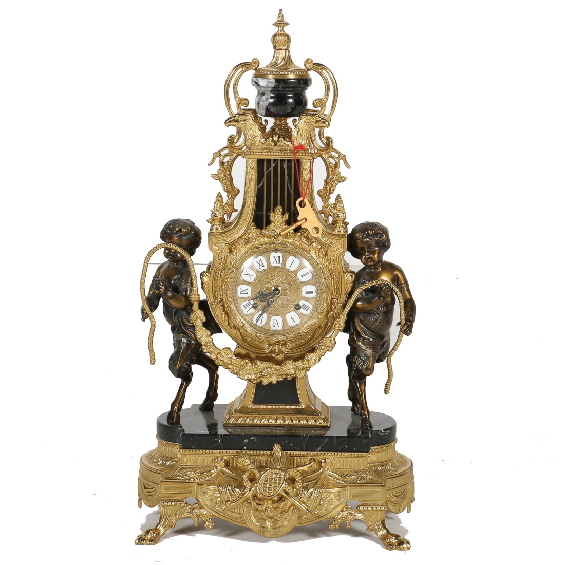 Late 20th Century Lancini Gold Tone Mantel Clock