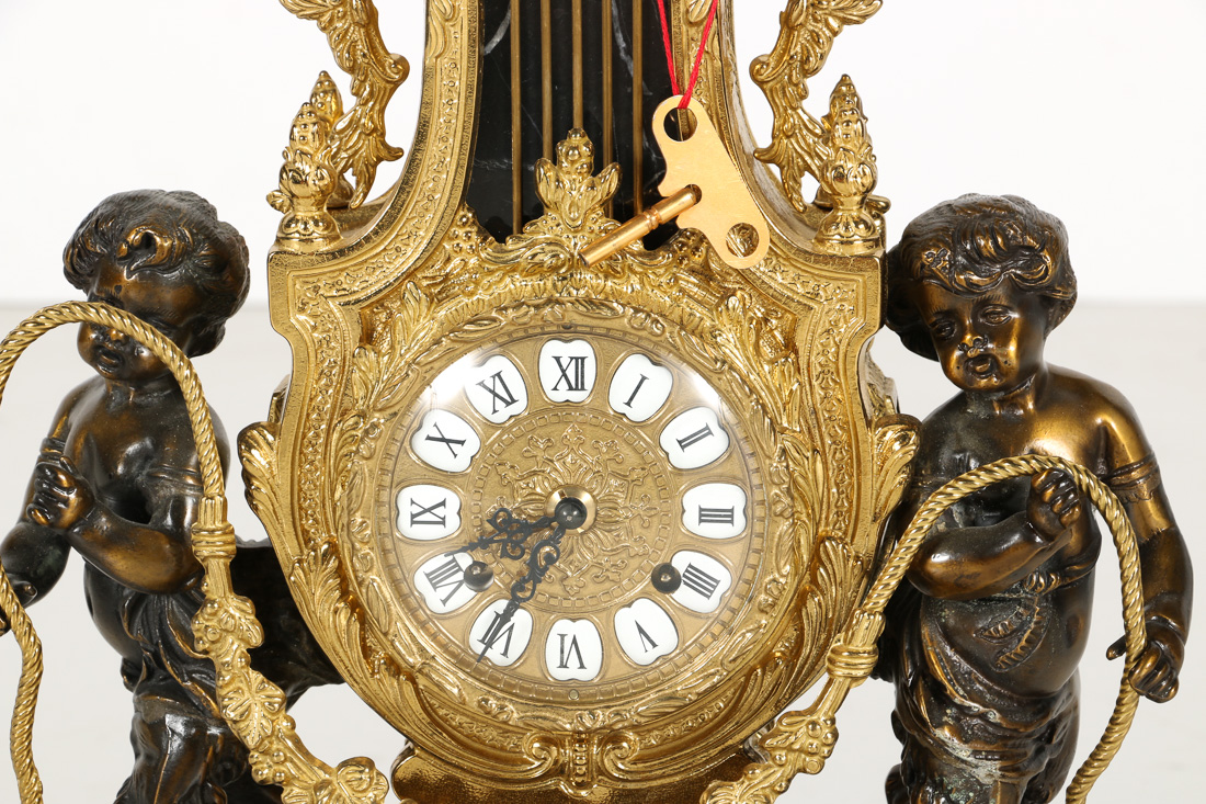 Late 20th Century Lancini Gold Tone Mantel Clock