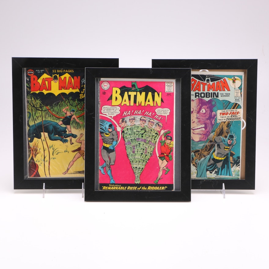 Framed Vintage First-Series "Batman" Comics