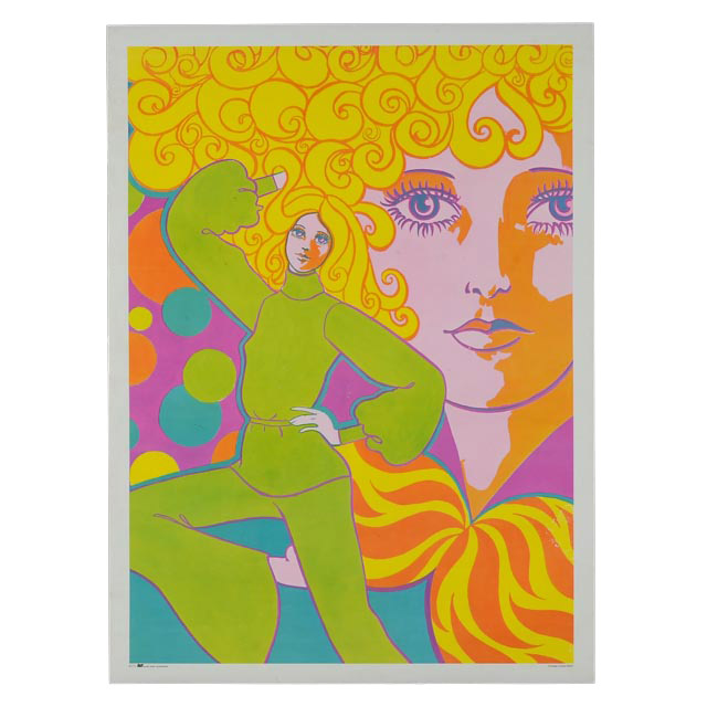 Unframed 1960s Psychedelic Lady Poster